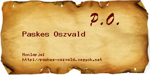 Paskes Oszvald névjegykártya